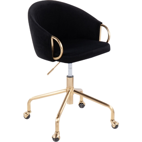 Claire Office Task Chair in Black Velvet & Gold Metal